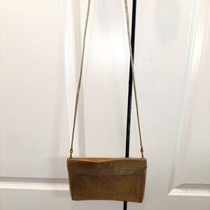 Authentic Vintage Whiting and Davis Metallic Gold purse